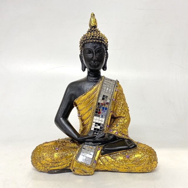 STATUE, Thai Buddha Meditating - Gold 25cm H